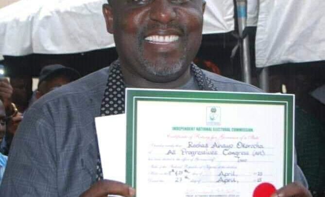 Okorocha Finally Gets Cretificate Of Return From INEC